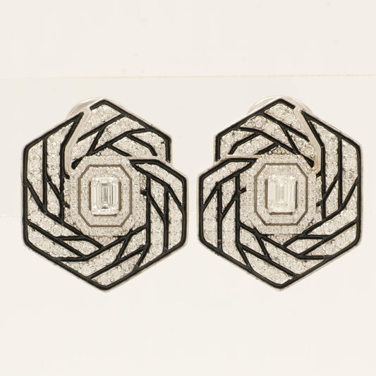 Hexagon Diamond Stud Earrings