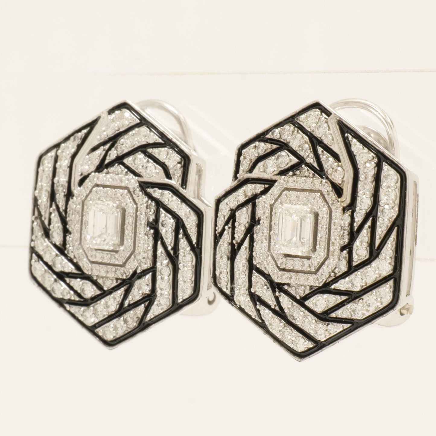 Hexagon Diamond Stud Earrings