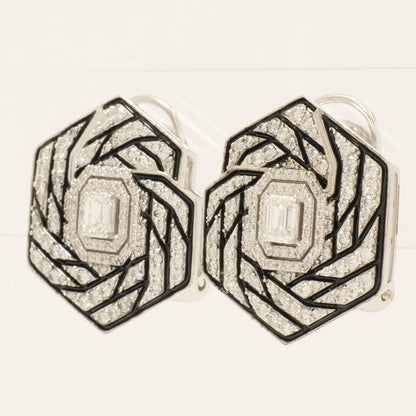 Hexagon Diamond Stud Earrings