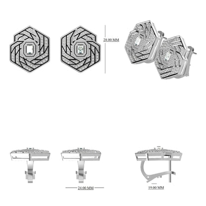 Hexagon Diamond Stud Earrings