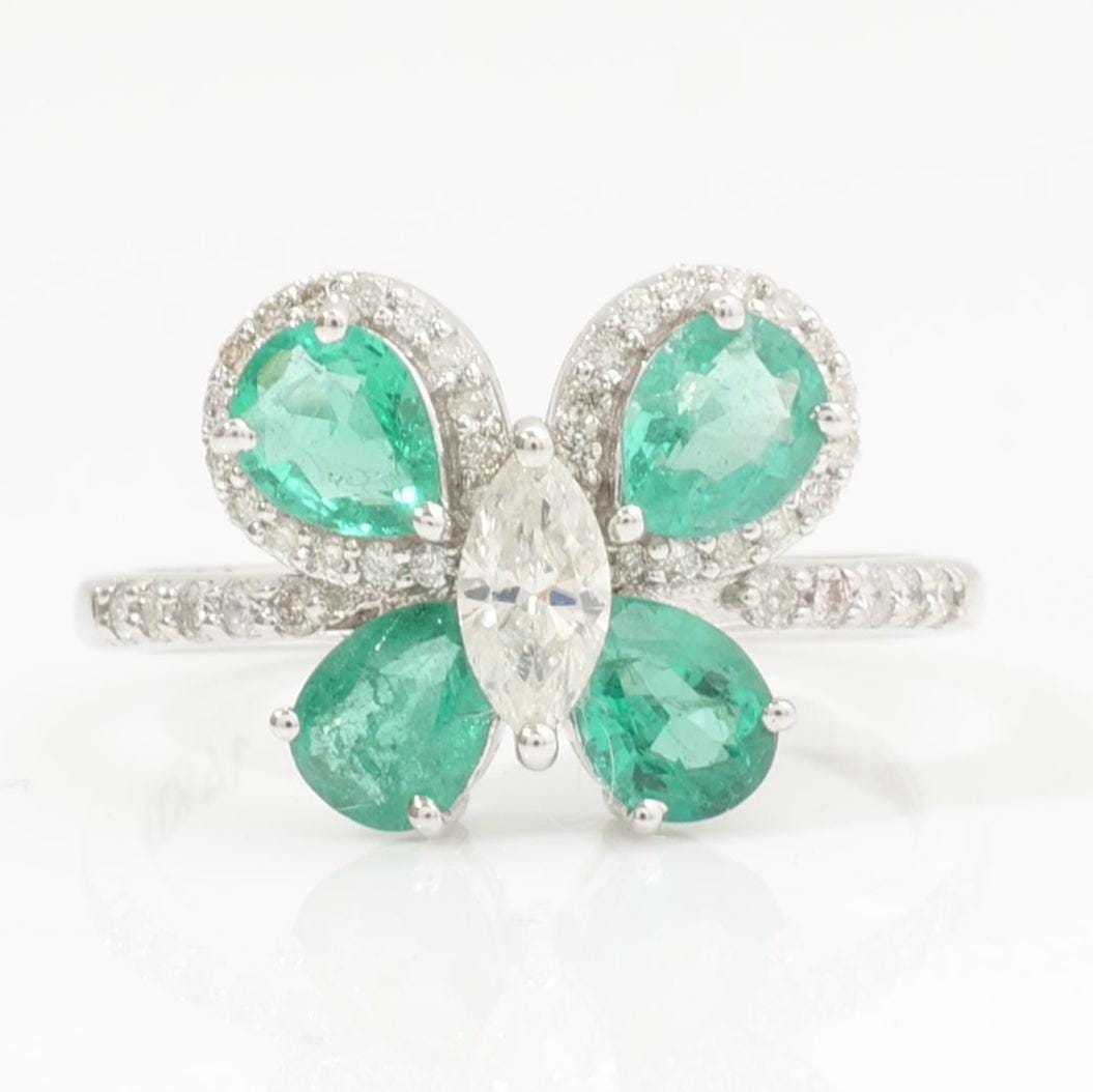 Butterfly Emerald Diamond Ring