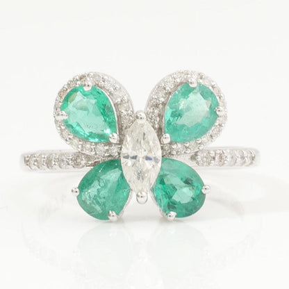 Butterfly Emerald Diamond Ring