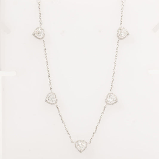 Heart Diamond Station Necklace