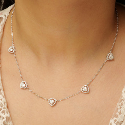 Heart Diamond Station Necklace