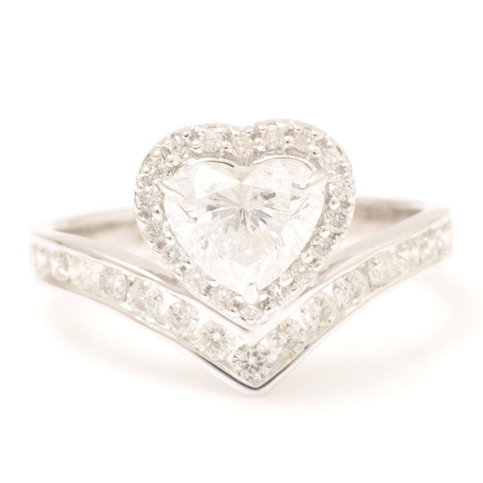 Heart Diamond Halo Ring