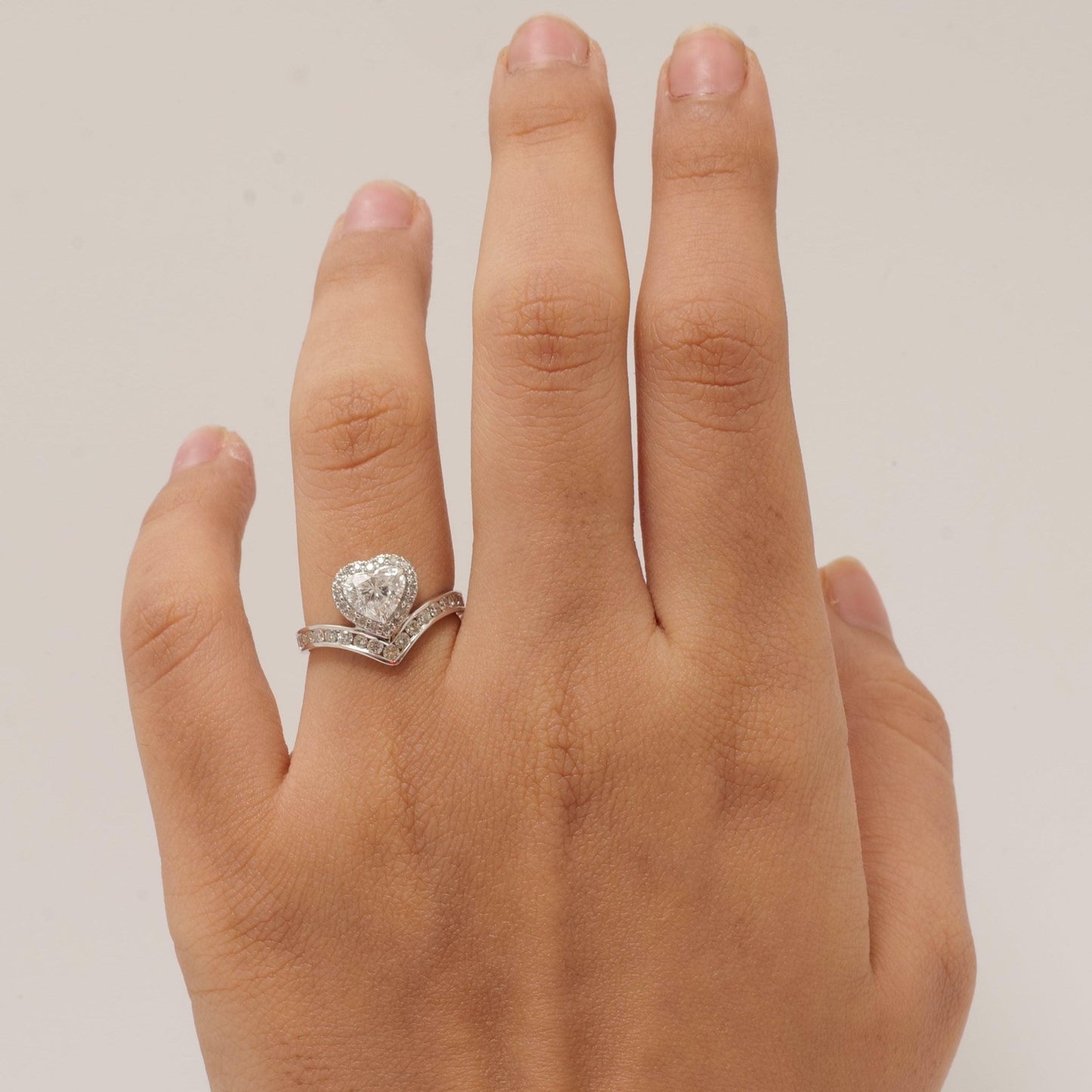 Heart Diamond Halo Ring