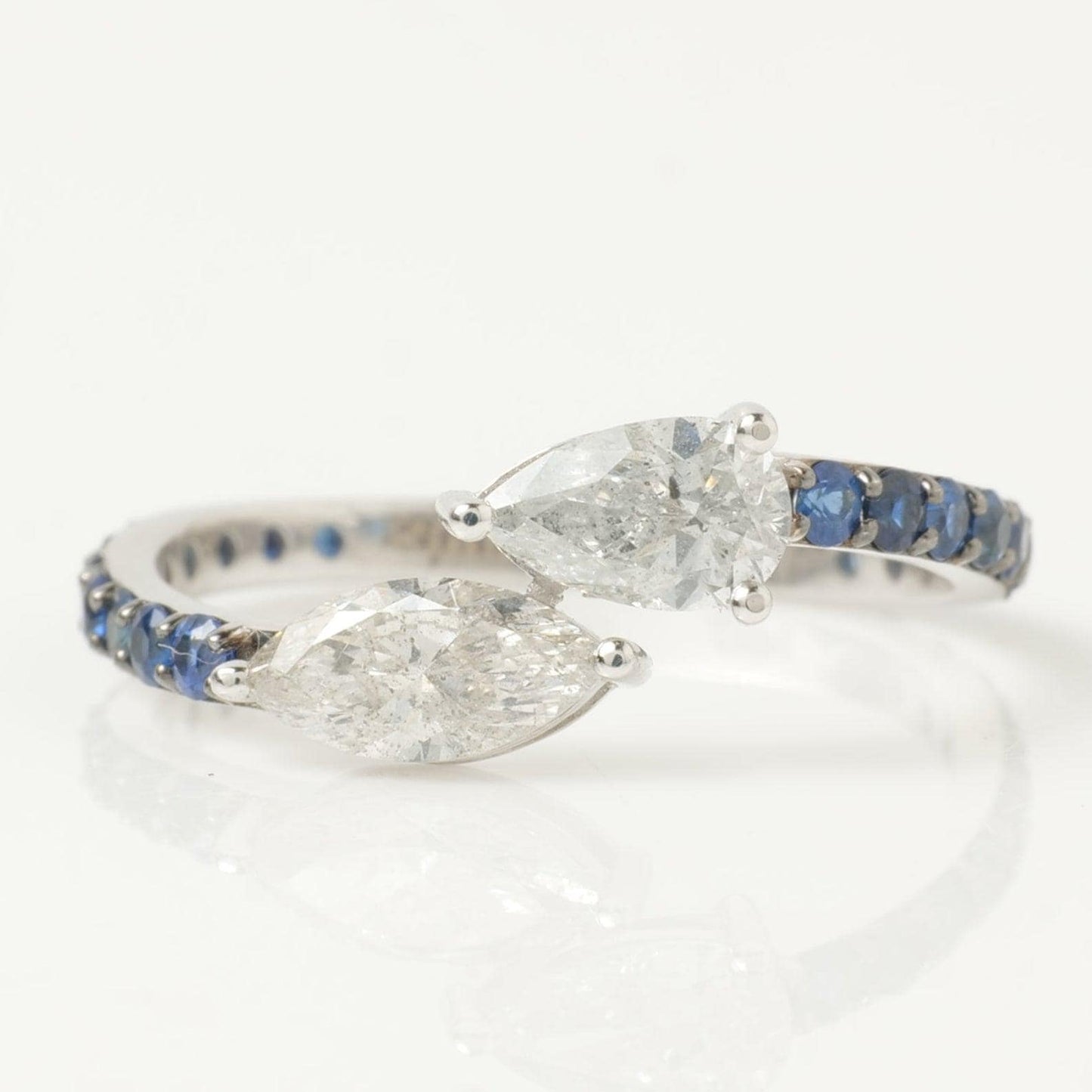 Natural Diamond & Sapphire Bypass Ring