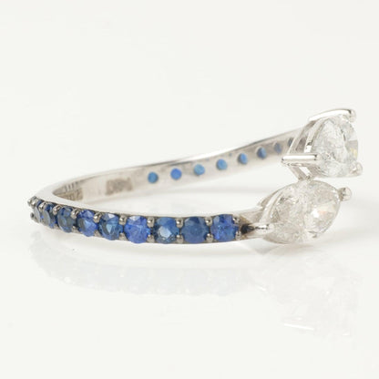 Natural Diamond & Sapphire Bypass Ring