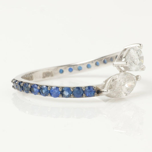 Natural Diamond & Sapphire Bypass Ring