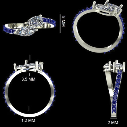 Natural Diamond & Sapphire Bypass Ring