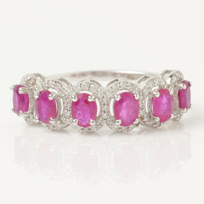 Natural Ruby & Diamond Halo Ring