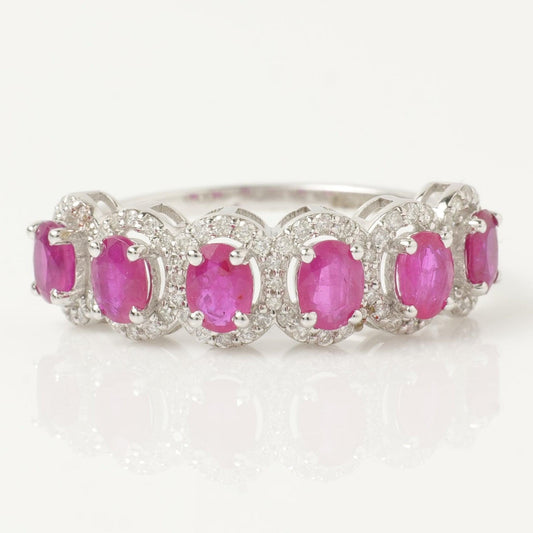 Natural Ruby & Diamond Halo Ring