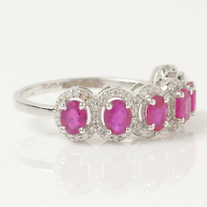 Natural Ruby & Diamond Halo Ring