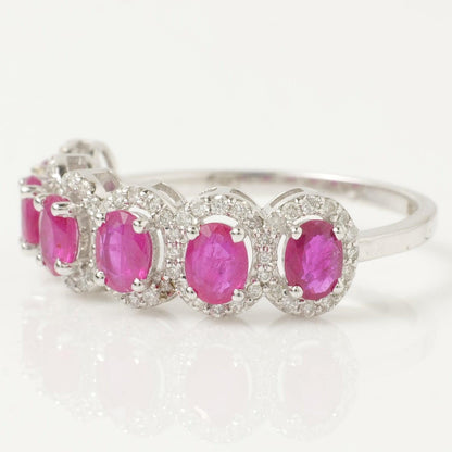 Natural Ruby & Diamond Halo Ring