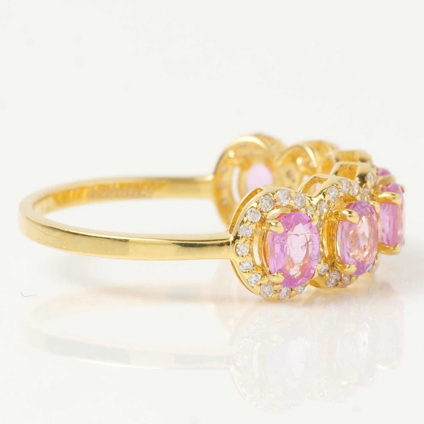 Pink Sapphire Natural Diamond Halo Ring