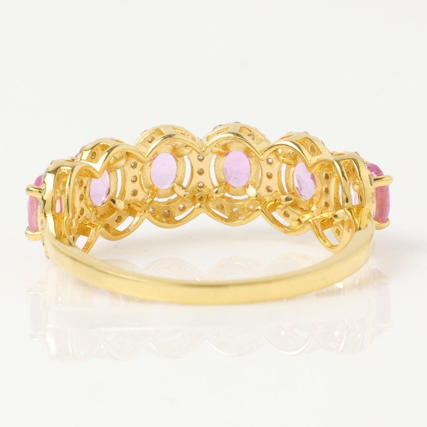 Pink Sapphire Natural Diamond Halo Ring