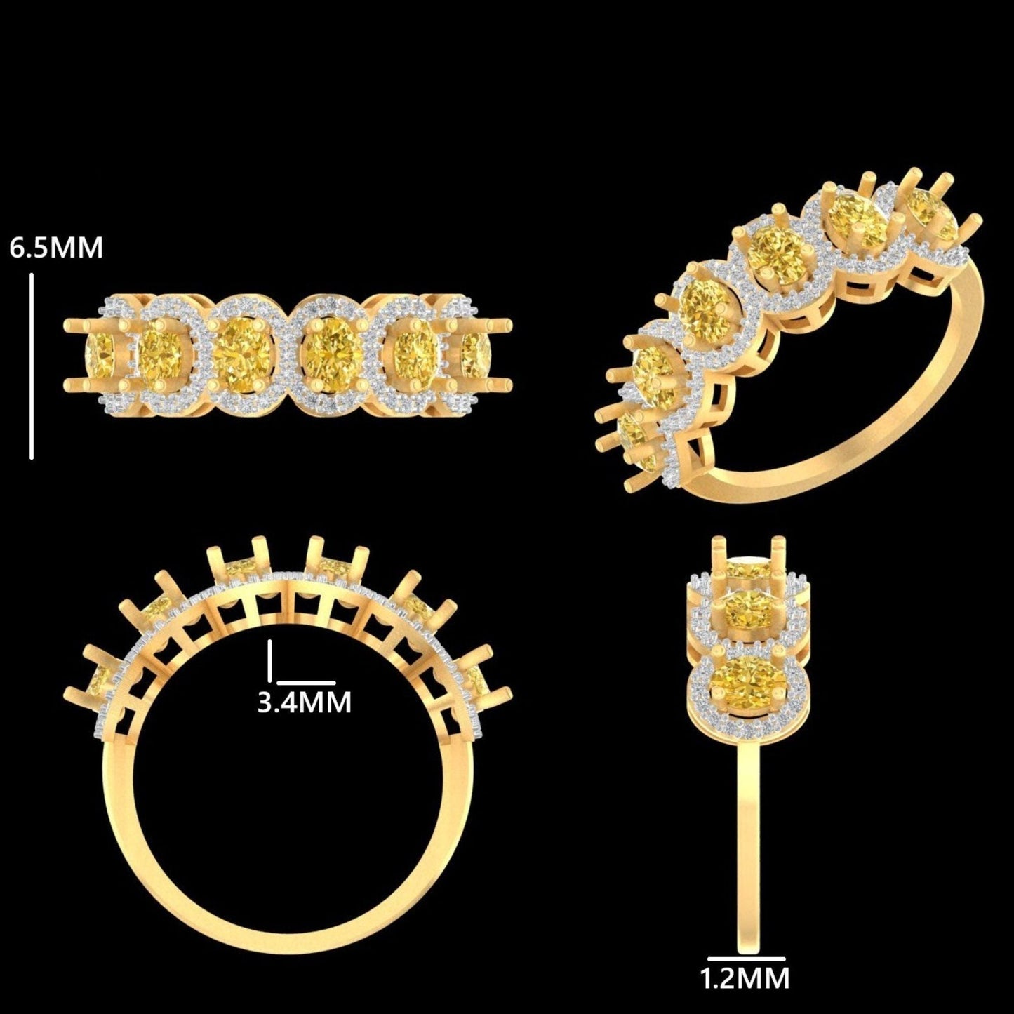 Natural Yellow & Sapphire Diamond Halo Ring