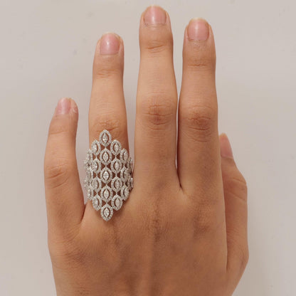 Marquise Natural Diamond Lattice Ring