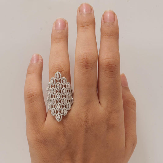 Marquise Natural Diamond Lattice Ring