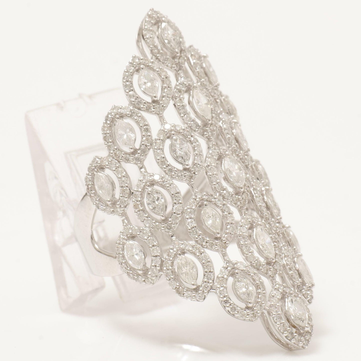 Marquise Natural Diamond Lattice Ring
