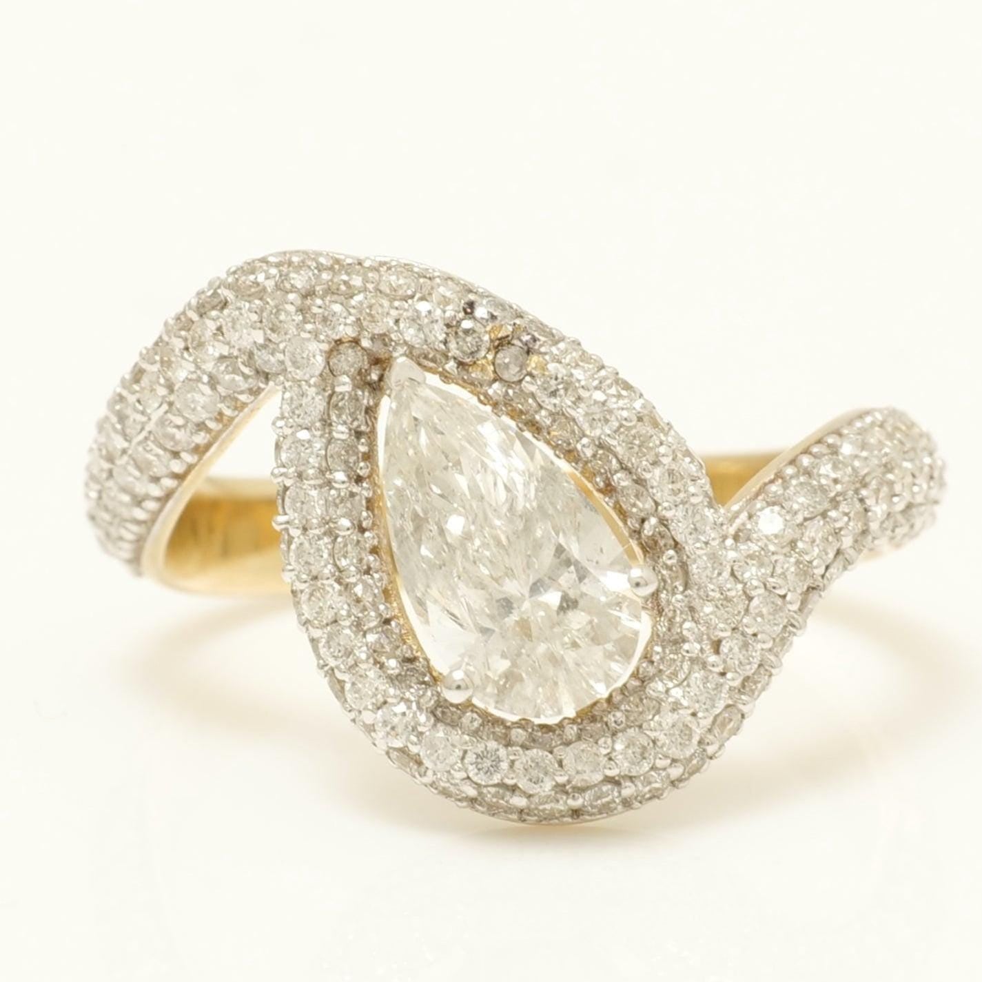 Pear Diamond Halo Ring