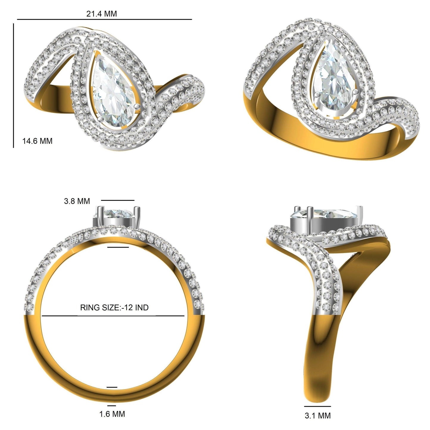 Pear Diamond Halo Ring