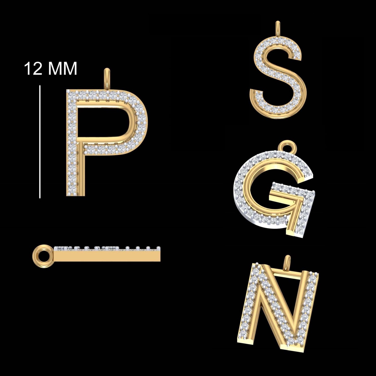 Alphabet Initial Diamond Charm