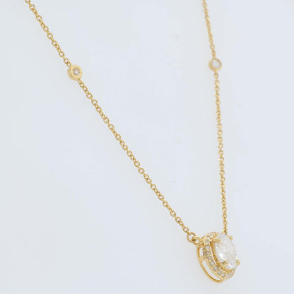 Oval Halo Diamond Necklace