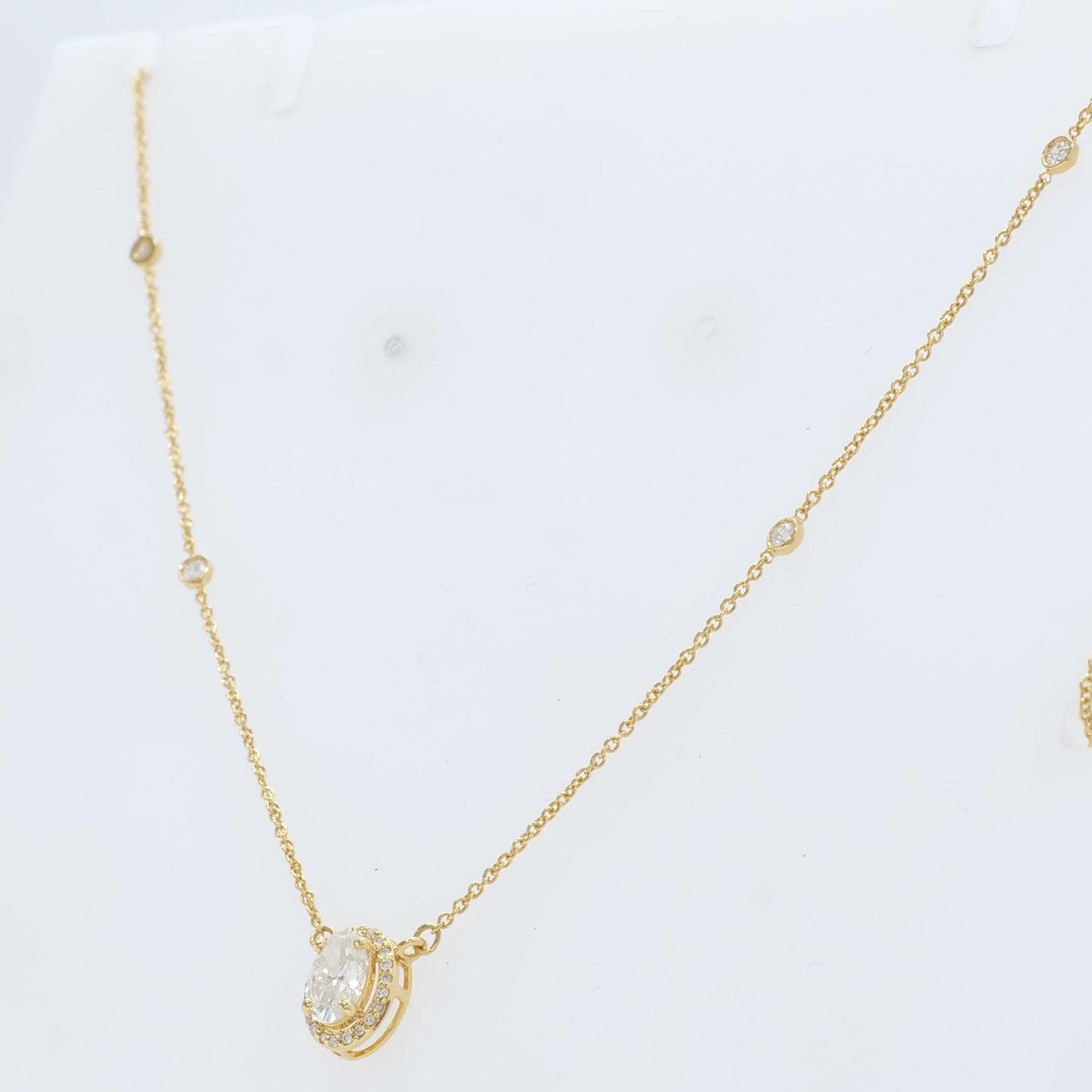 Oval Halo Diamond Necklace