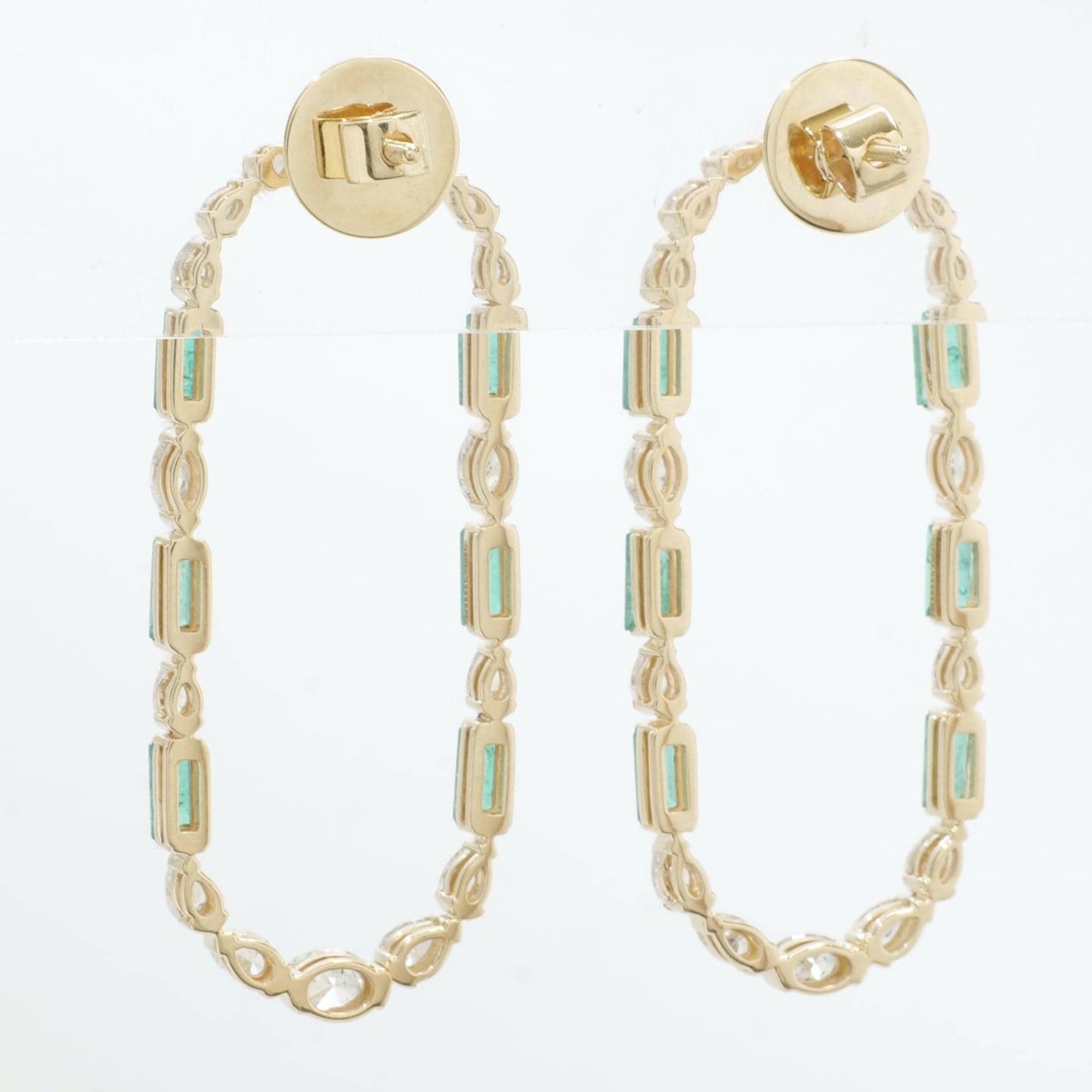 Emerald Diamond Long Stud Earrings