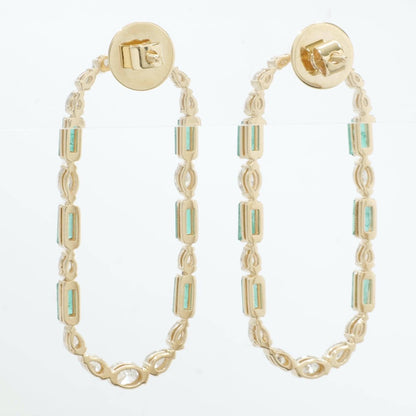 Emerald Diamond Long Stud Earrings