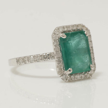 Emerald Halo Diamond Ring