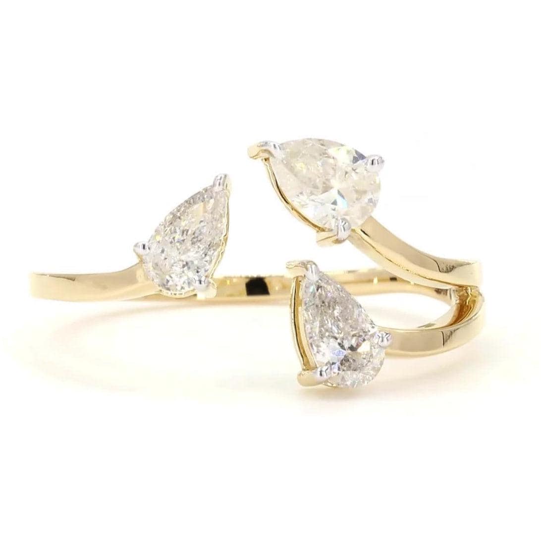 Three Stone Pear Diamond Ring