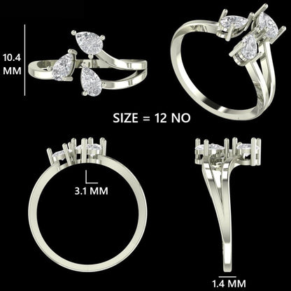 Three Stone Pear Diamond Ring