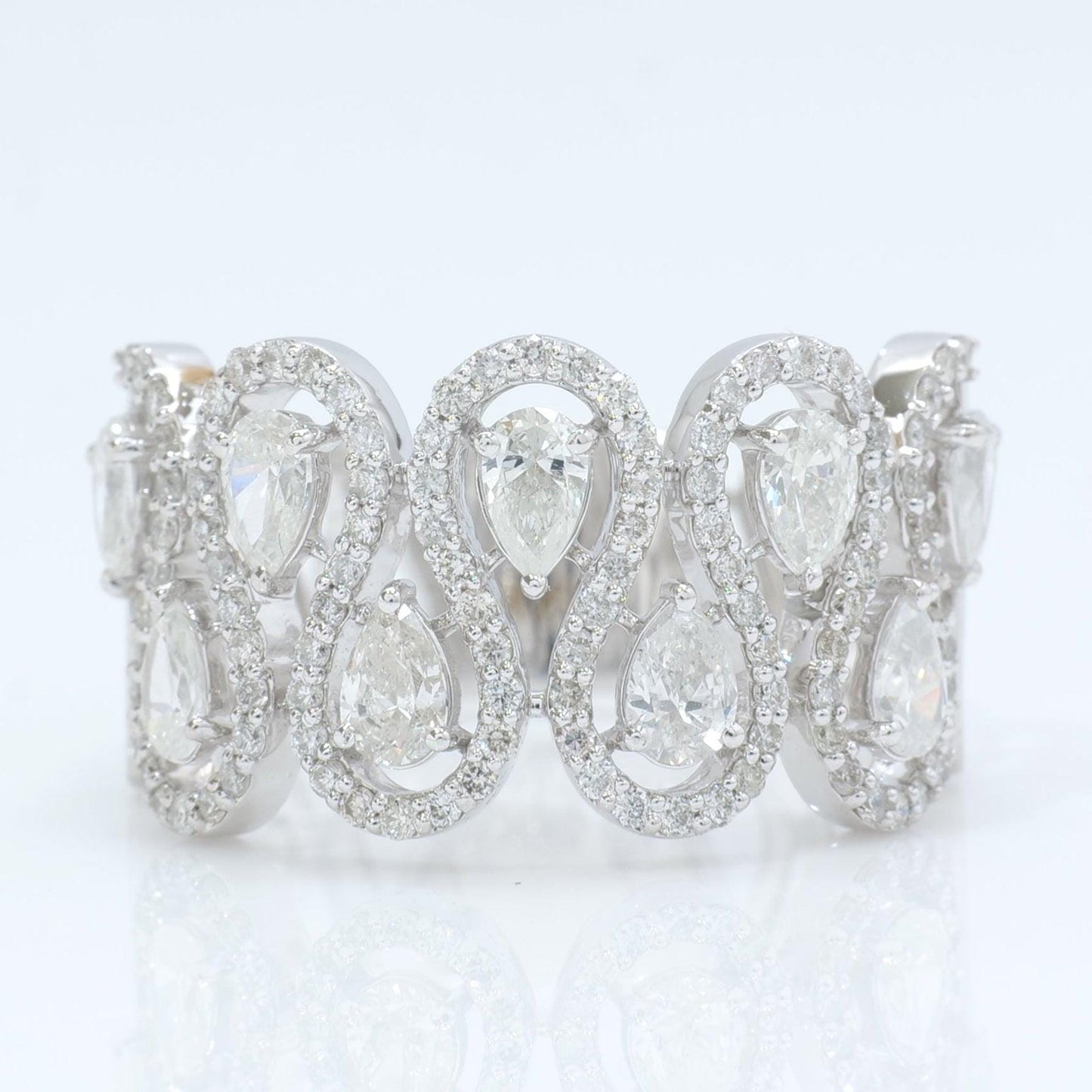Pear Halo Natural Diamond Eternity Band Ring