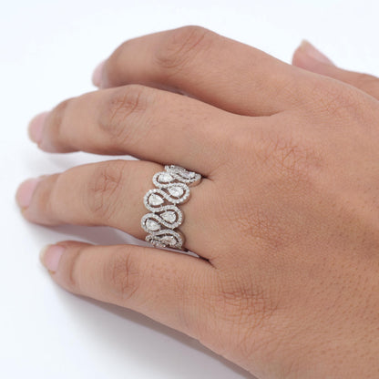 Pear Halo Natural Diamond Eternity Band Ring