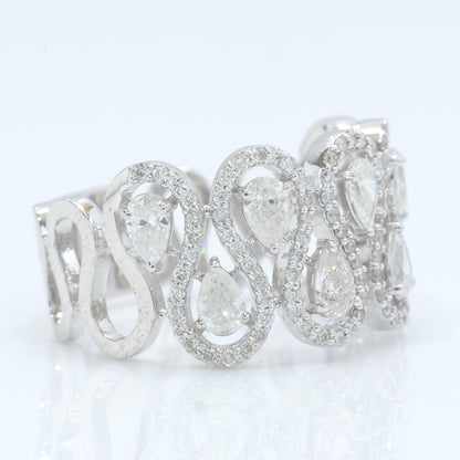 Pear Halo Natural Diamond Eternity Band Ring