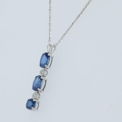 Blue Sapphire Natural Diamonds Pendant Necklace