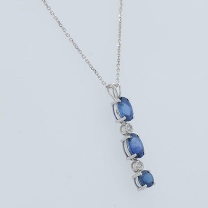 Blue Sapphire Natural Diamonds Pendant Necklace