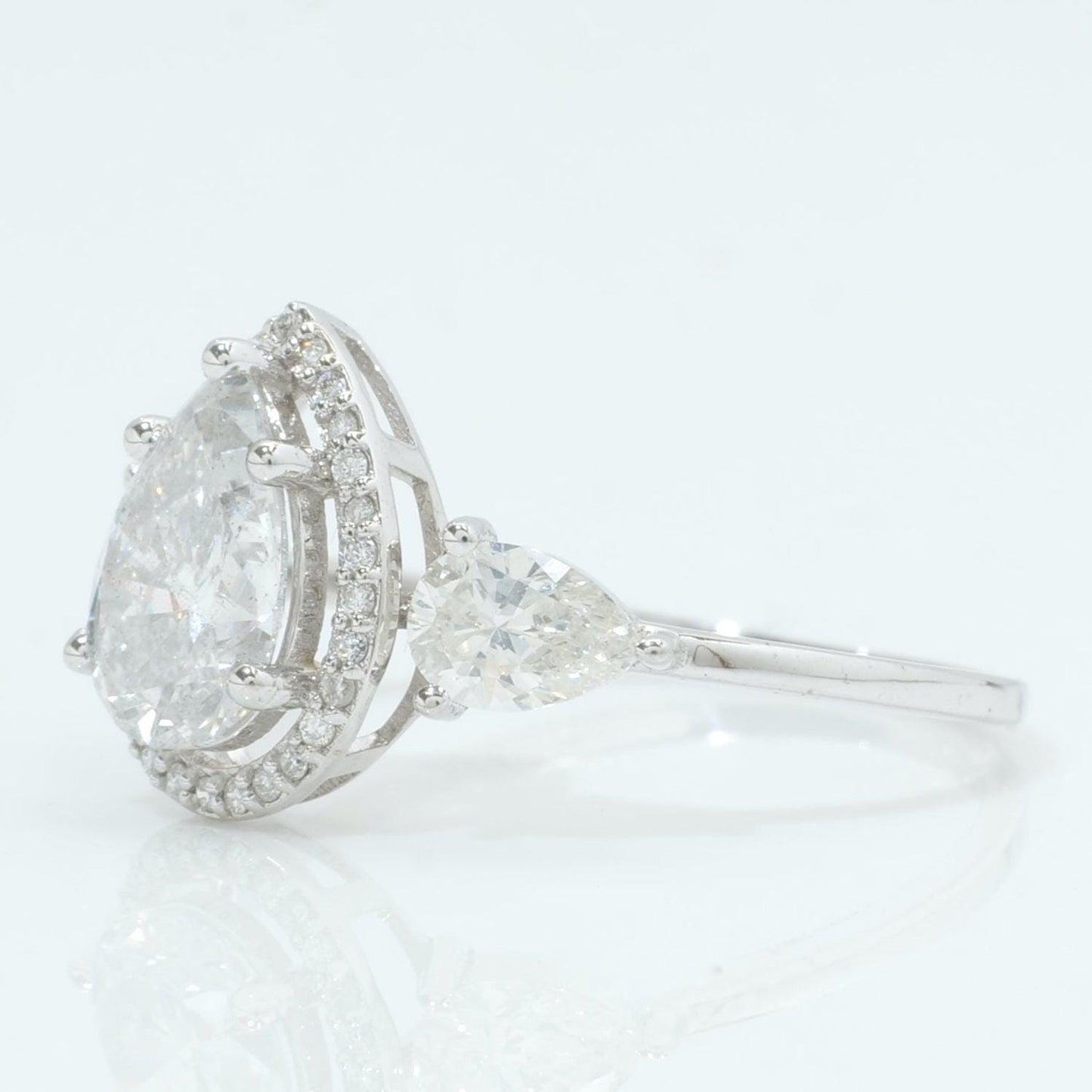 Pear Solitaire Halo Diamond Ring