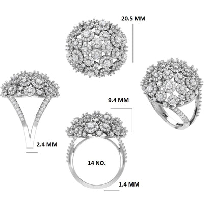 Floral Dome Natural Diamond Honeycomb Ring