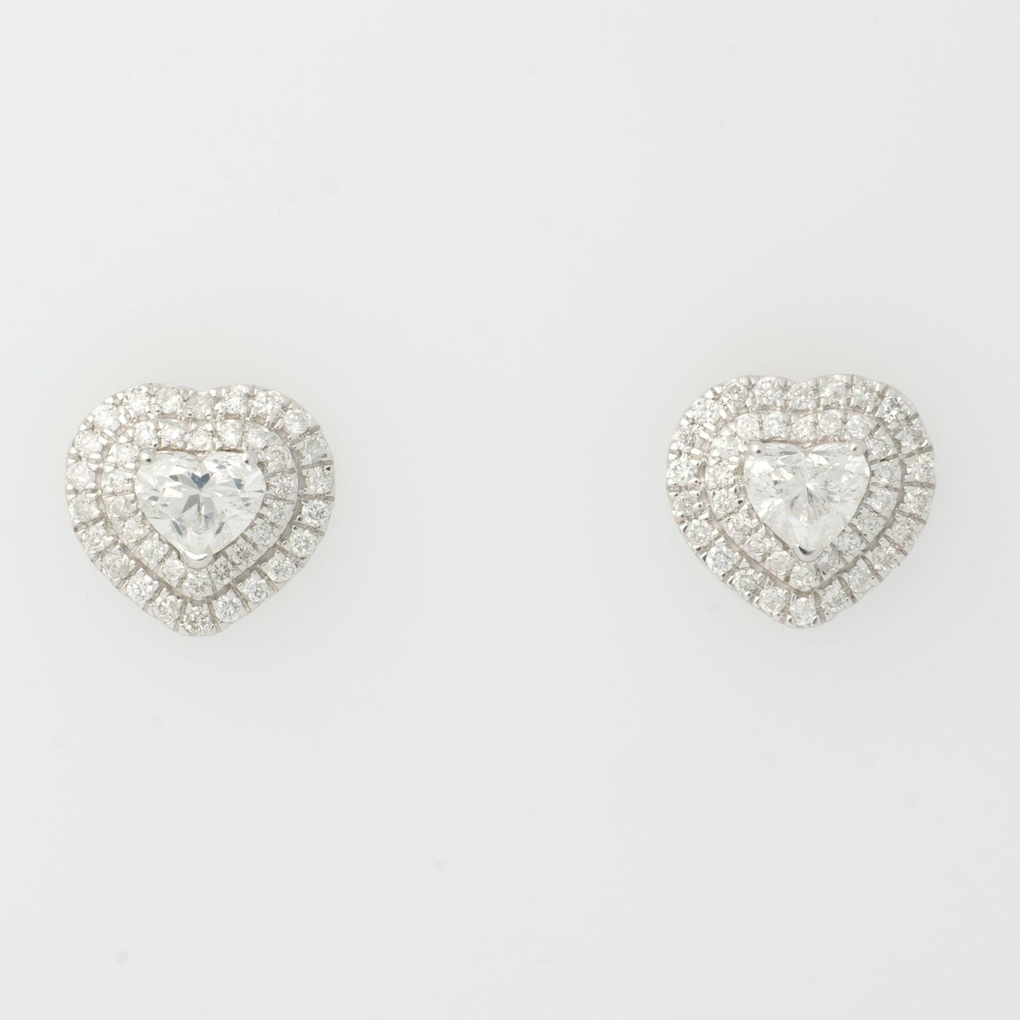 Heart Diamond Halo Stud Earrings