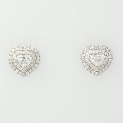 Heart Diamond Halo Stud Earrings