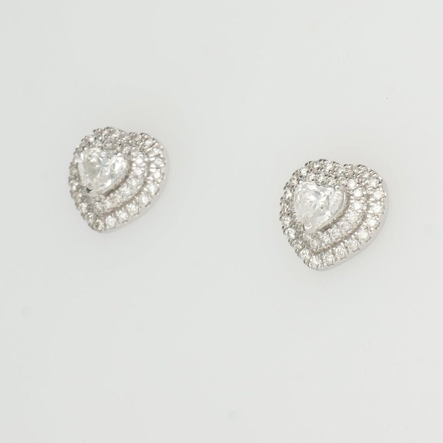 Heart Diamond Halo Stud Earrings