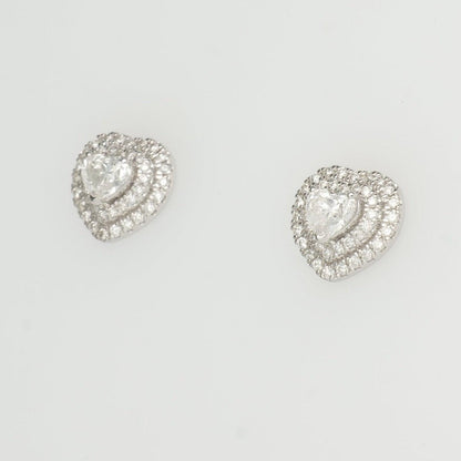 Heart Diamond Halo Stud Earrings