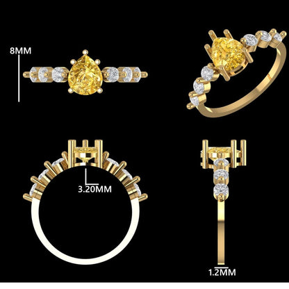 Pear Yellow Sapphire Natural Diamond Ring