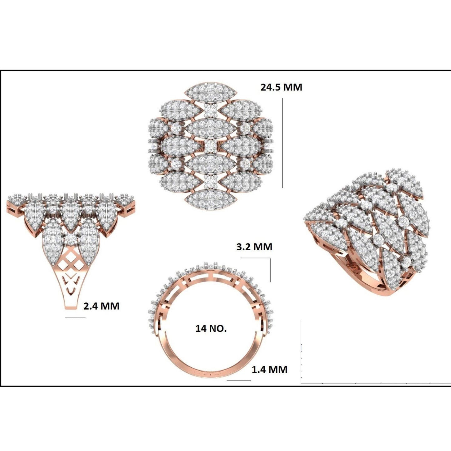 Marquise Cluster Natural Diamond Pave Band Ring