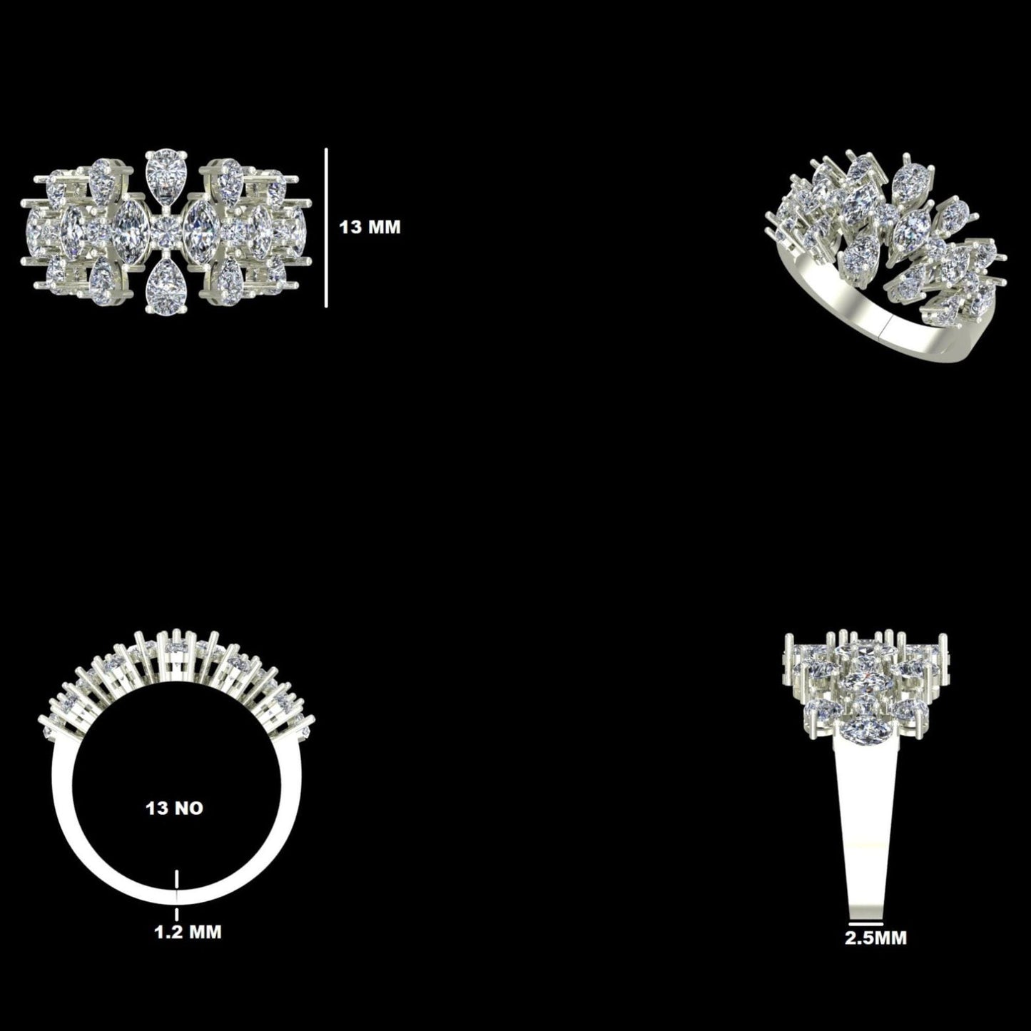 Cluster Floral Fancy Natural Diamond Ring