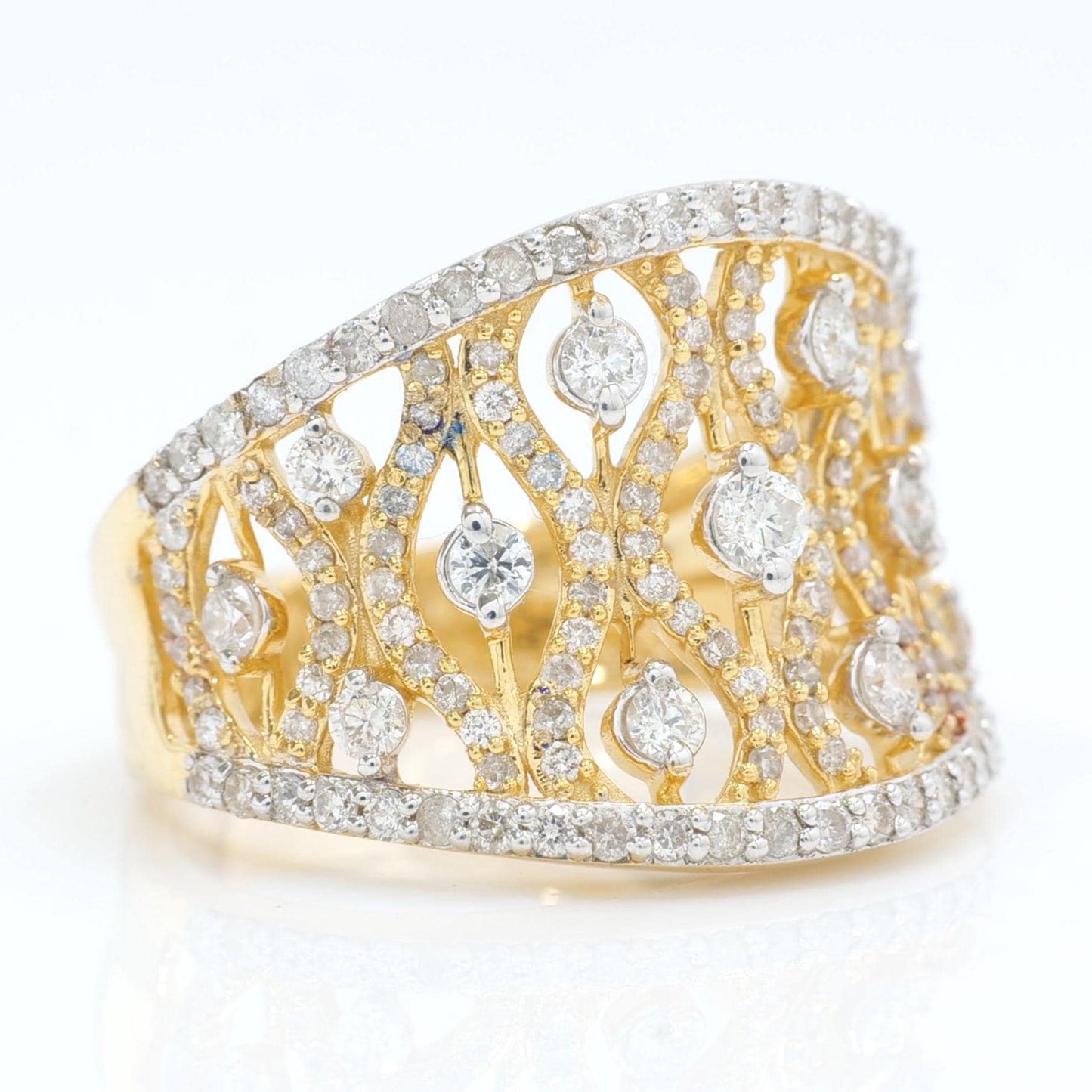 Lattice Diamond Band Ring