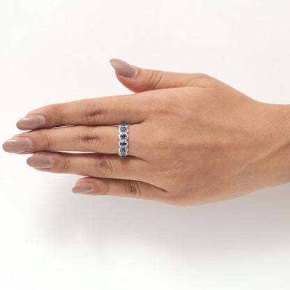 Blue Sapphire Diamond Eternity Band Ring